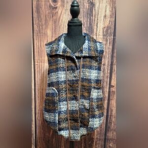 Bluivy Tweed Snap Button Womens Colorful Vest Size Medium!